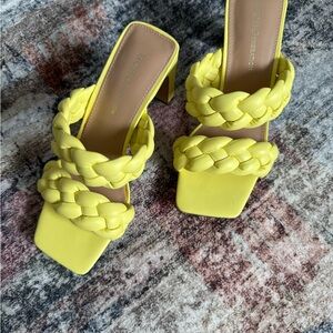 BCBGeneration Yellow Braided Heels